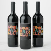 Cool Dads Club Vader Vaderdag Retro Groovy Wijn Etiket (Flessen)