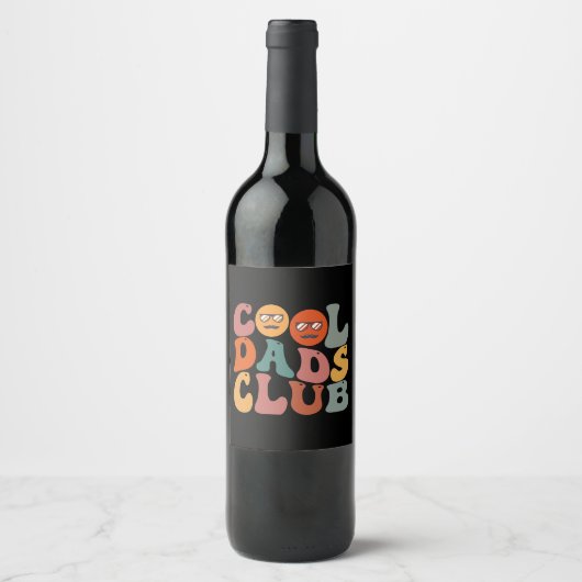 Cool Dads Club Vader Vaderdag Retro Groovy Wijn Etiket (Voorkant)
