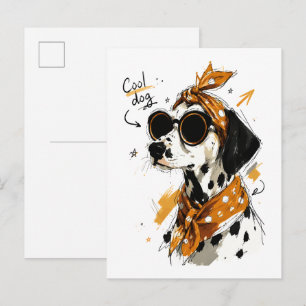Cool Dalmatian hond met zonnebril & Stippen Boog Briefkaart