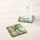 Cool Dalmatian in Sunglasses and Scarf Green Plaid Bier Onderzetter (Rechterzijde)
