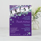 Cool Dance Party Bar Bat Mitzvah Joodse uitnodigin Kaart (Staand voorkant)