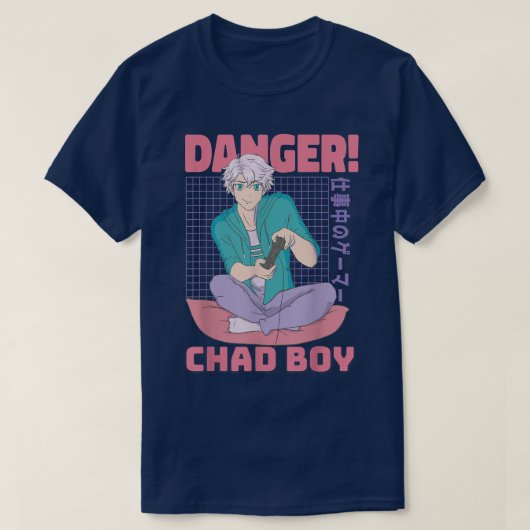 Cool Danger Anime Boy, Legendary Chad Gamer Boy T- T-shirt (Design voorkant)