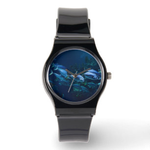 Cool Dark Aquarium Fish Shoal Horloge