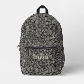 Cool Dark Charcoal Zwart Monogram Naam Bedrukte Rugzak (Voorkant)
