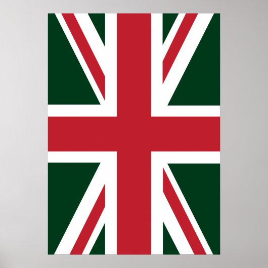 Cool Dark Green Red Union Jack Britse (UK) vlag Poster (Voorkant)
