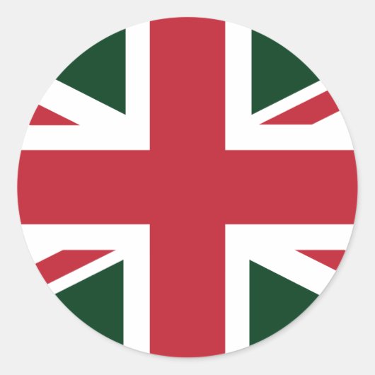Cool Dark Green Red Union Jack Britse (UK) vlag Ronde Sticker (Voorkant)