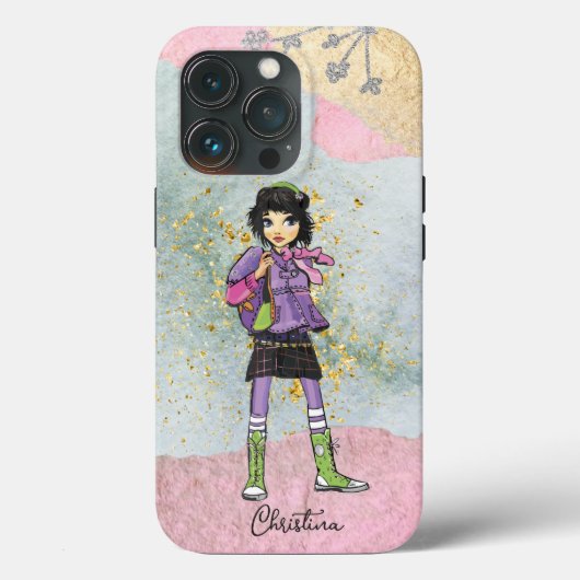 Cool Dark Hair Fashionable Girl Name Case-Mate iPhone Case (Achterkant)