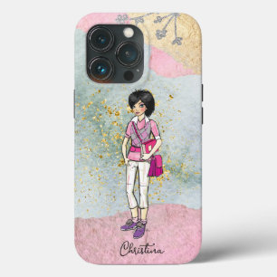 Cool Dark Hair Fashionable Girl Name Case-Mate iPhone Case