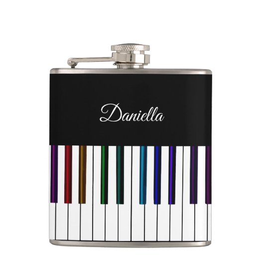 Cool Dark Psychedelic Piano Keyboard Music Flask Heupfles (Voorkant)