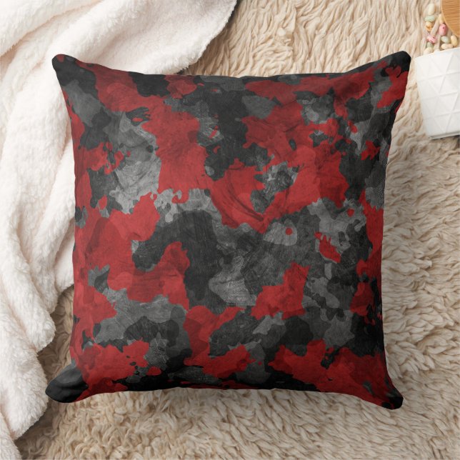 Cool Dark Red Camo Decorative Pillow Kussen (Deken)
