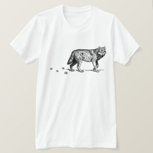 Cool Dark Wolf Black Wolf Paw Retro Magic T-shirt