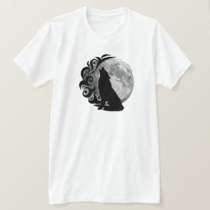Cool Dark Wolf Zwart Volle Maan Star Retro Magic T-shirt