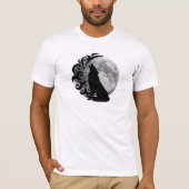 Cool Dark Wolf Zwart Volle Maan Star Retro Magic T-shirt (Voorkant)
