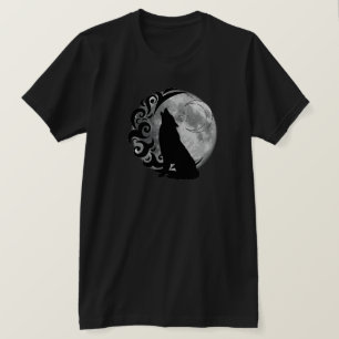 Cool Dark Wolf Zwart Volle Maan Star Retro Magic T-shirt