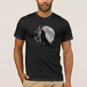 Cool Dark Wolf Zwart Volle Maan Star Retro Magic T-shirt (Voorkant)