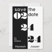 Cool Date Numbers Typografie Zwart Bruiloft Save The Date (Voorkant)