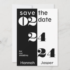 Cool Date Numbers Typografie Zwart Bruiloft Save The Date