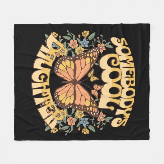 Cool Daughter Butterfly Wild Flower  Retro Fleece Deken (Voorkant (Horizontaal))