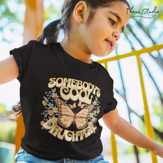 Cool Daughter Butterfly Wild Flower  Retro T-shirt