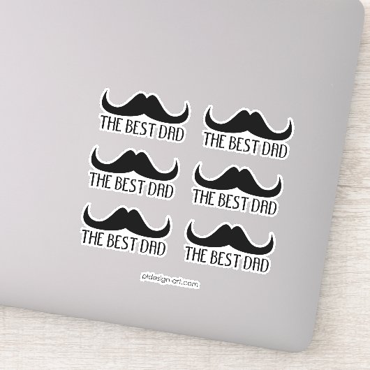 Cool de beste Vader Zwarte Snor Vaderdag Sticker (Detail)