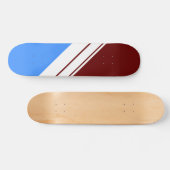 Cool Deep Red White Bright Blue Racing Stripes Persoonlijk Skateboard (Horizontaal)
