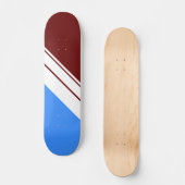Cool Deep Red White Bright Blue Racing Stripes Persoonlijk Skateboard (Voorkant)