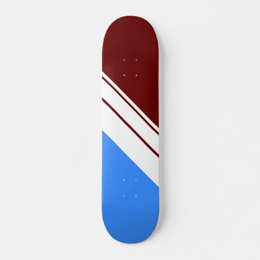 Cool Deep Red White Bright Blue Racing Stripes Persoonlijk Skateboard (Voorkant)