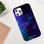 Cool Deep Space Galaxy met naam Case-Mate iPhone Case<br><div class="desc">Deze koele telefoongeval kenmerkt een de ruimteachtergrond van de waterverf met klassieke klantgerichte teksten. De kleuren zijn donkerblauw en paars. U kunt het personaliseren met uw eigen naam of monogram. Dit apparaat hoesje maakt een geweldig verjaardagsgeschenk voor iedereen of zelfs voor de feestdagen.</div>