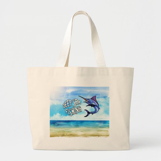 Cool Deep Zee Vist Ocean Grote Tote Bag (Voorkant)