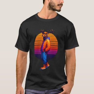 Cool Deer Moderne Stedelijke Stijl Zonsondergang R T-shirt