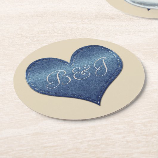 Cool denim look ronde kartonnen onderzetter (Gebogen)