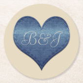 Cool denim look ronde kartonnen onderzetter (Voorkant)