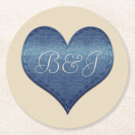 Cool denim look ronde kartonnen onderzetter