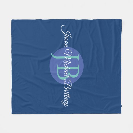 Cool Design Personaliseer de naam en het monogram  Fleece Deken (Voorkant (Horizontaal))