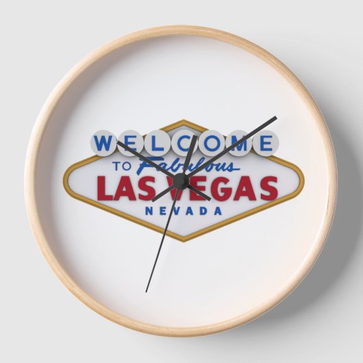 Cool Designer Wall Clock Welkom bij Las Vegas (Voorkant)