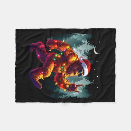 Cool Devil Horns Sasquatch Holiday Lights Christma Fleece Deken (Voorkant (Horizontaal))