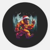 Cool Devil Horns Sasquatch Holiday Lights Christma Ronde Sticker (Voorkant)