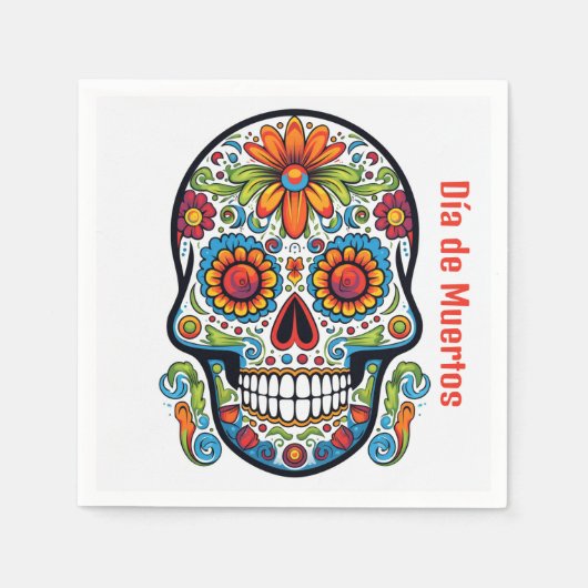 Cool Dia de Muertos doodle stijl Calavera schedel Servet (Voorkant)