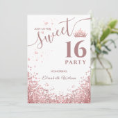 Cool diamond glitter roos goudtiara zoet 16 kaart (Staand voorkant)