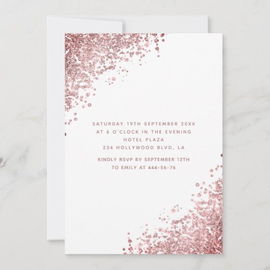 Cool diamond glitter roos goudtiara zoet 16 kaart (Achterkant)