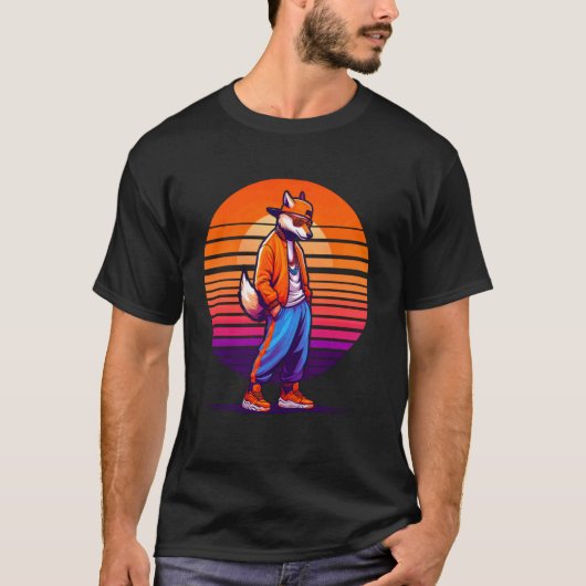 Cool Dingo Moderne Stedelijke Stijl Zonsondergang  T-shirt (Voorkant)