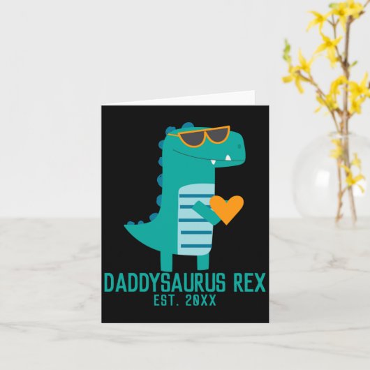 Cool Dino Daddysaurus Rex New Dad Fathers Day Kaart (Gele Bloem)