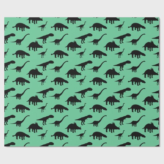 Cool Dino Dinosaurs Silhouettes Cadeaupapier (Vlak)