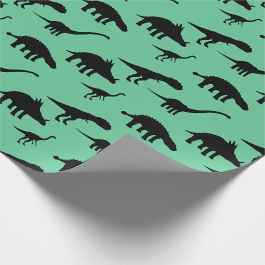 Cool Dino Dinosaurs Silhouettes Cadeaupapier (Hoek)