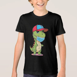 Cool Dino met Pet en Masker Kinder Tri-Blend Shirt