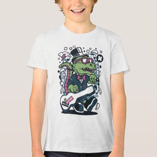 Cool Dino met Top Hat Kinder T-Shirt (Voorkant)