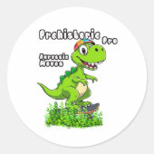 Cool Dino on a Skateboard Ronde Sticker (Voorkant)