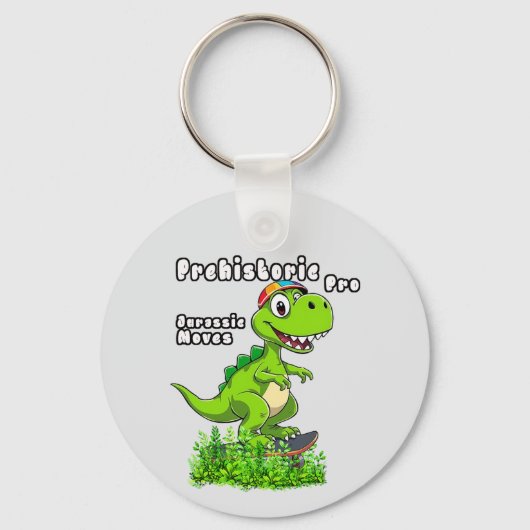 Cool Dino on a Skateboard Sleutelhanger (Voorkant)