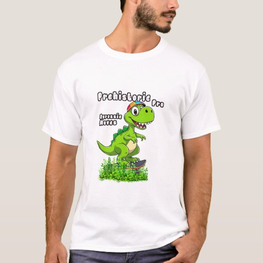 Cool Dino on a Skateboard T-shirt (Voorkant)