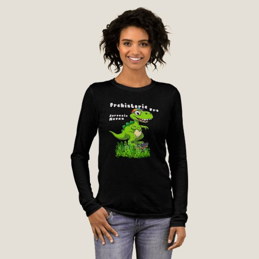 Cool Dino on a Skateboard Tri-Blend Shirt (Voorkant)